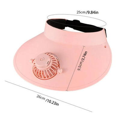 Summer Outdoor Sun Protection Adjustable Rotating Fan Sun Hat(Pink) - Peaked Cap by buy2fix | Online Shopping UK | buy2fix