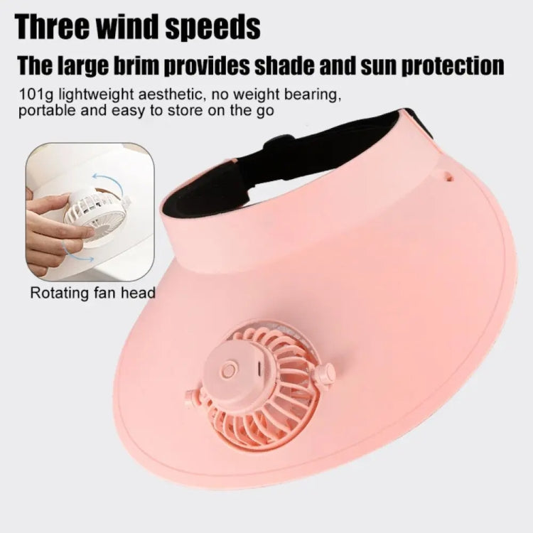 Summer Outdoor Sun Protection Adjustable Rotating Fan Sun Hat(Pink) - Peaked Cap by buy2fix | Online Shopping UK | buy2fix