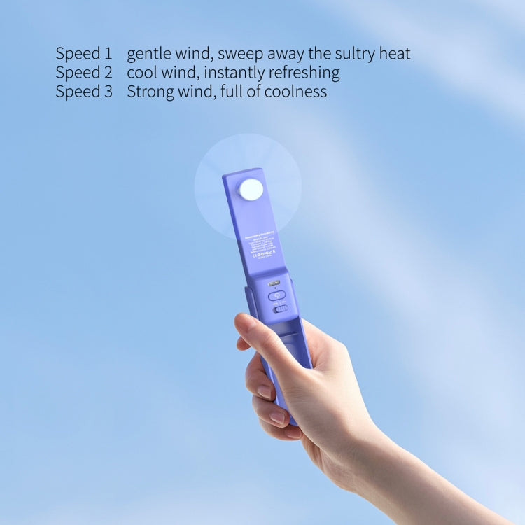 PS-J009 4-In-1 LED Light Buzzer Alarm Mini Folding Handheld Fan(Navy Blue) - Electric Fans by buy2fix | Online Shopping UK | buy2fix
