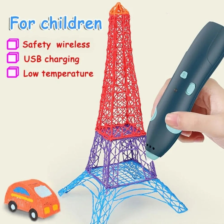 USB Charging Low-Temperature Wireless Graffiti Printing Pen Set Children DIY 3D Painting Pen(Light Blue) - 3D Printer by buy2fix | Online Shopping UK | buy2fix