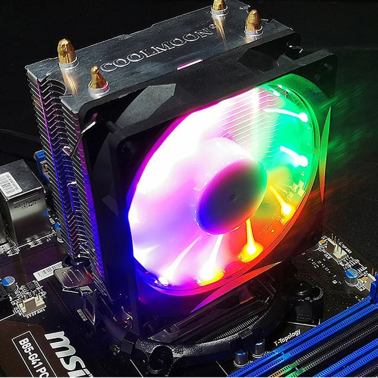COOLMOON Frost Double Copper Tube CPU Fan Desktop PC Illuminated Silent AMD Air-Cooled Cooler, Style: P22 Streamline Edition Double Fan - Fan Cooling by COOLMOON | Online Shopping UK | buy2fix