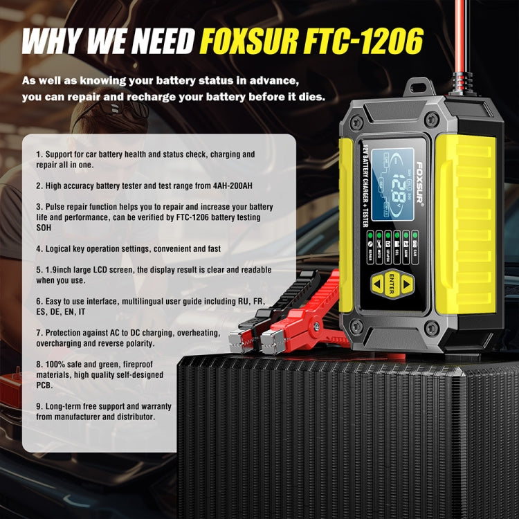 FOXSUR Cars Motorcycles 12V Lithium Cattery Charger With Battery Detection(EU Plug) - Battery Charger by FOXSUR | Online Shopping UK | buy2fix