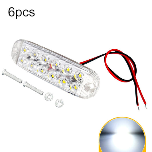 6pcs 12-Bead LED Flashing Warning Lights Motorcycle RV Signal Lights(White Light) - Clearance Lights by buy2fix | Online Shopping UK | buy2fix