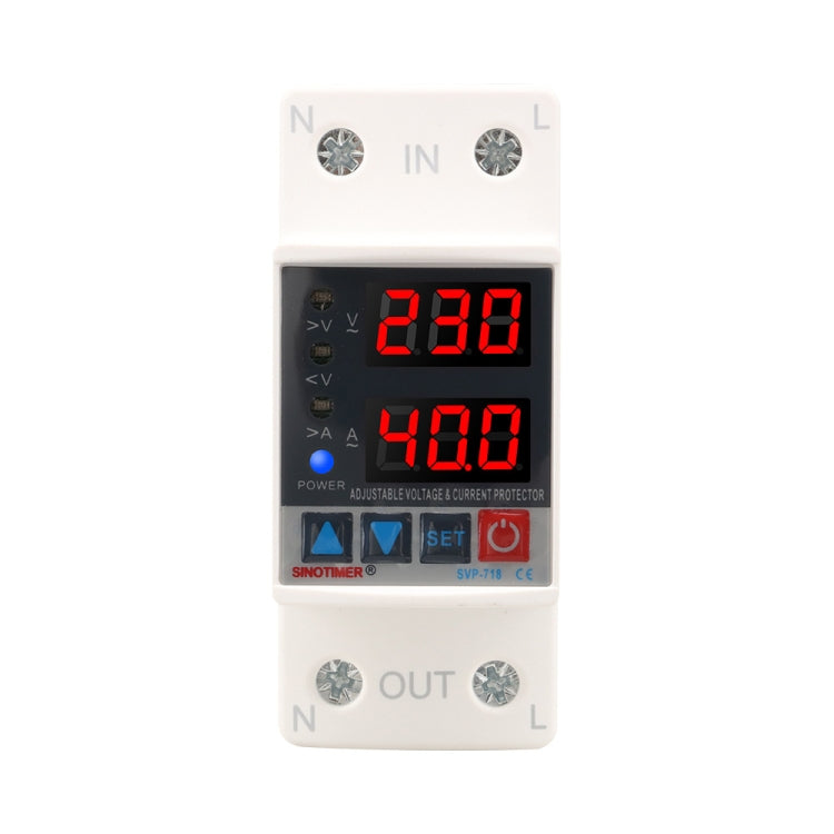 SINOTIMER SVP-718 40A Adjustable Self-resetting Intelligent Over-voltage and Under-voltage Protector 220V AC - Other Tester Tool by SINOTIMER | Online Shopping UK | buy2fix