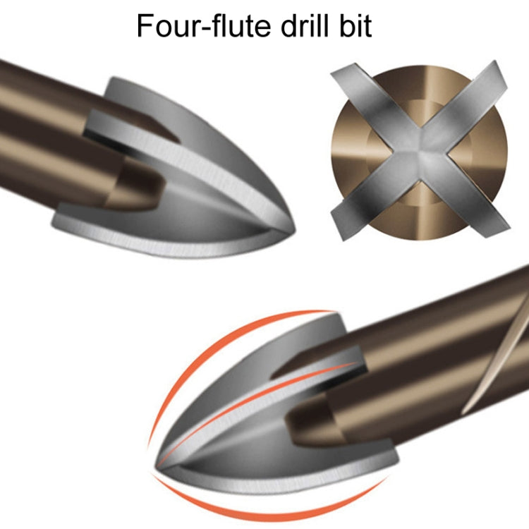 5mm Hexagonal Shank Spiral Flute Cross Alloy Drill Bits Glass Tile Four Edge Drivers - Drill & Drill Bits by buy2fix | Online Shopping UK | buy2fix