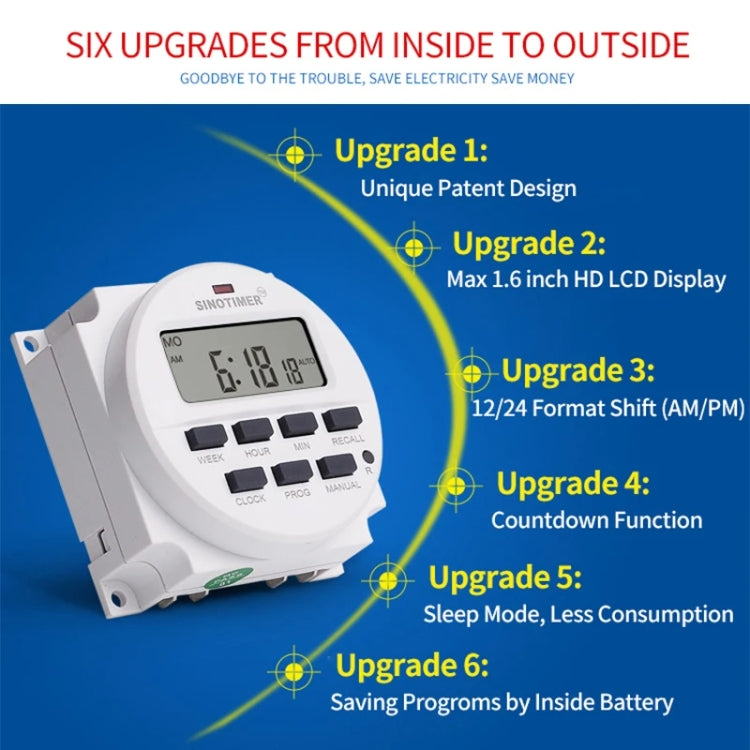 SINOTIMER TM618N-6V 7 Days Weekly Programmable Digital Electronic Timer Switch - Switch by SINOTIMER | Online Shopping UK | buy2fix