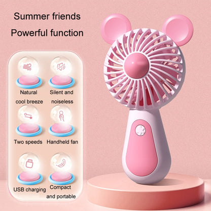 Cute Cartoon Handheld Small Fan Mini Portable USB Charging Fan, Size: Bear(Purple) - Electric Fans by buy2fix | Online Shopping UK | buy2fix