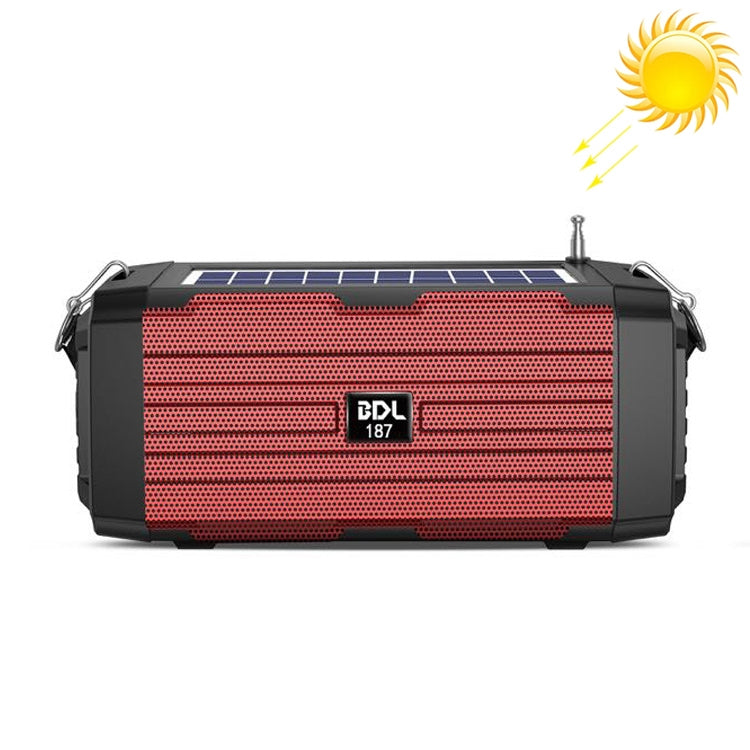 BDL-187 LED Light Solar Wireless Bluetooth Speaker Portable Outdoor Camping FM Radio(Red) - Radio Player by buy2fix | Online Shopping UK | buy2fix