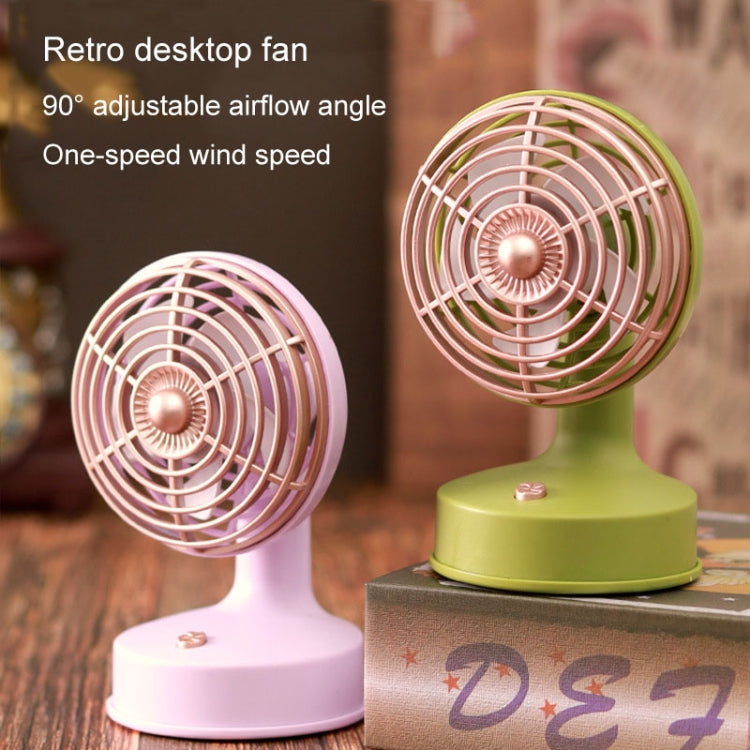 Retro Desktop USB Charging Small Fan 90 Degree Adjustable Angle Fan(Milk White) - Electric Fans by buy2fix | Online Shopping UK | buy2fix