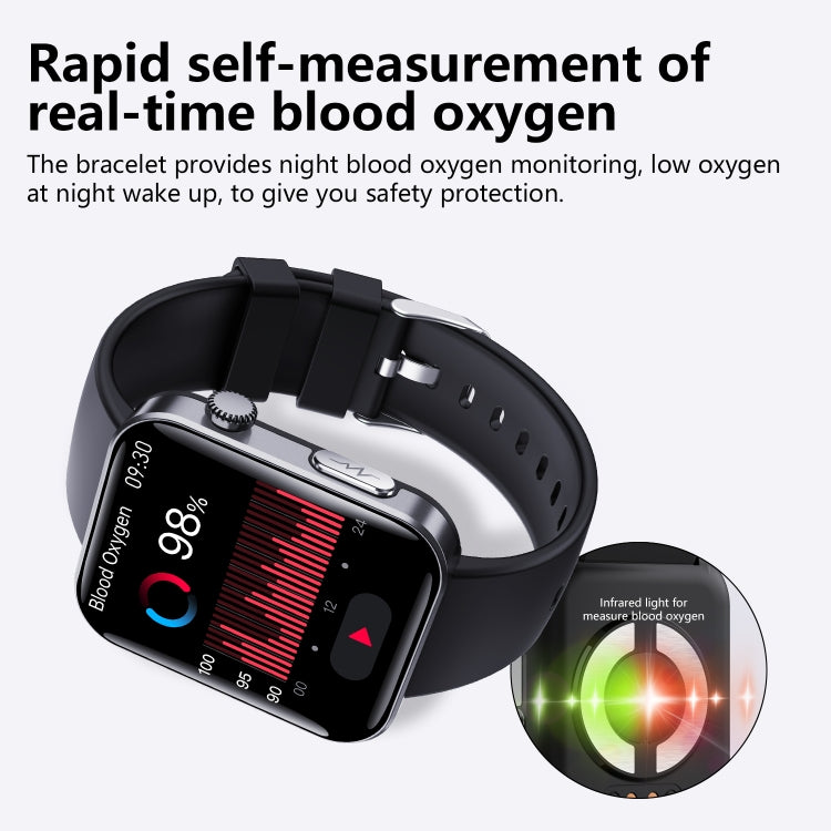 F300  2.1-Inch Screen Smart Watch Supports Bluetooth Calls/ECG/Blood Composition Analysis/50+ Sports Modes, Color: Black Pink Silicone - Smart Watches by buy2fix | Online Shopping UK | buy2fix