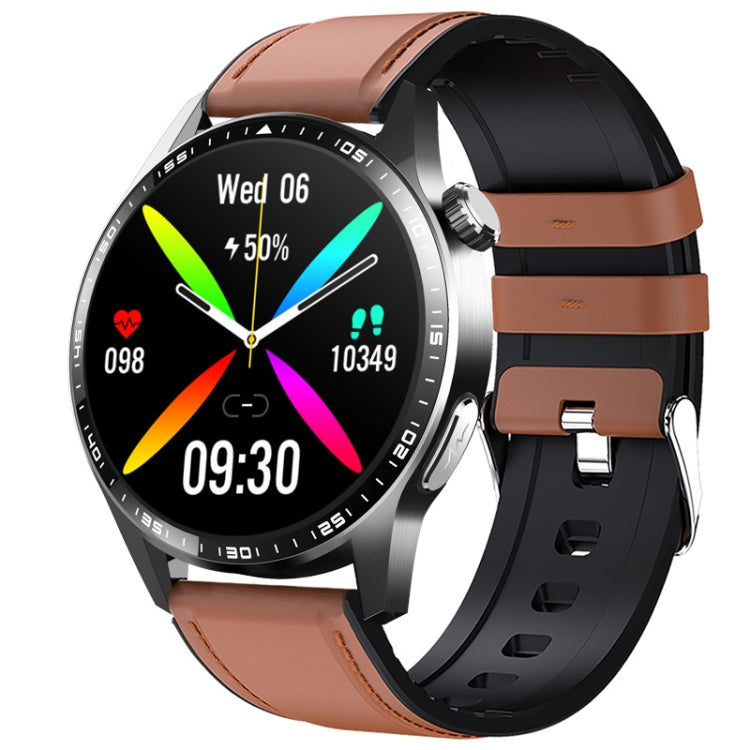 F400  1.55 Inch Screen Smart Watch Support ECG/ Blood Oxygen / Blood Sugar / 150+ Sports Mode, Color: Black Brown Leather - Smart Watches by buy2fix | Online Shopping UK | buy2fix