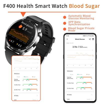 F400  1.55 Inch Screen Smart Watch Support ECG/ Blood Oxygen / Blood Sugar / 150+ Sports Mode, Color: Black Bamboo - Smart Watches by buy2fix | Online Shopping UK | buy2fix