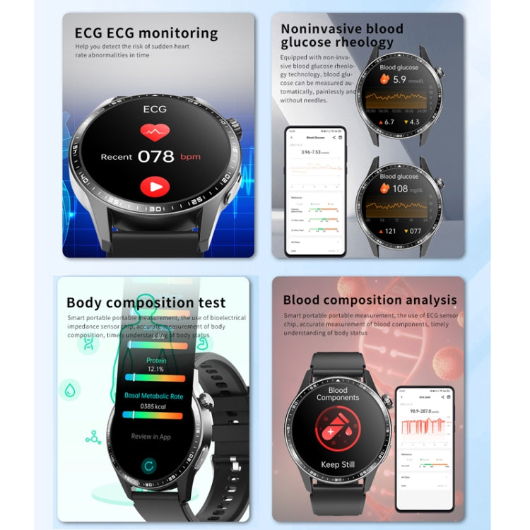 F400  1.55 Inch Screen Smart Watch Support ECG/ Blood Oxygen / Blood Sugar / 150+ Sports Mode, Color: Black Brown Leather - Smart Watches by buy2fix | Online Shopping UK | buy2fix