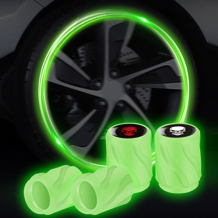 4pcs /Set Luminous Car Motorcycle Tire Modified Valve Cap, Color: Green Red Skull - Tire Valve Caps by buy2fix | Online Shopping UK | buy2fix