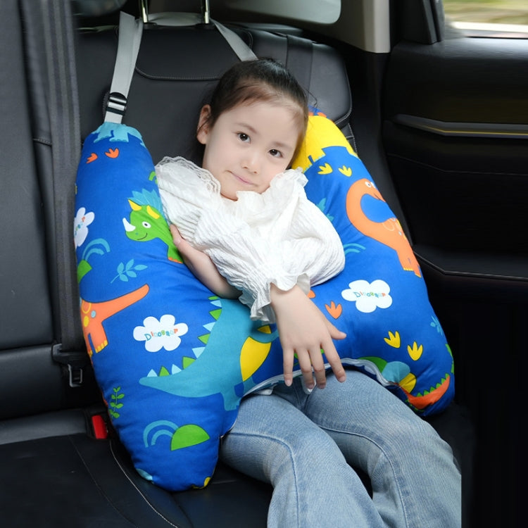 55x66cm Children Car Seat Belt Prevent Neck Strangulation Sleeping Pillow(Blue Dinosaur) - Seat Accessories by buy2fix | Online Shopping UK | buy2fix