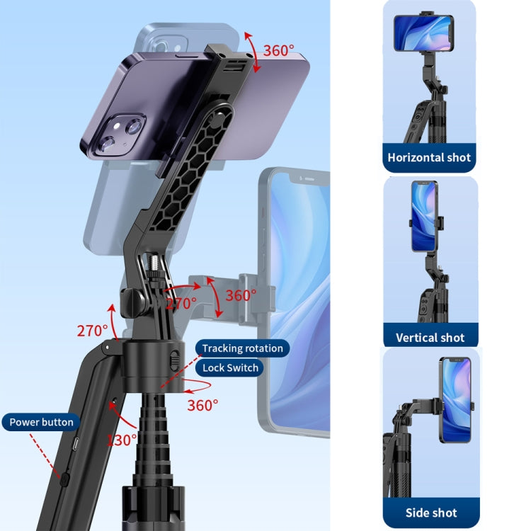 1.8m Smart Face Tracking Selfie Stick 4-axis Anti-shake Tripod with Remote Control Without Fill Light - Selfie Sticks by buy2fix | Online Shopping UK | buy2fix