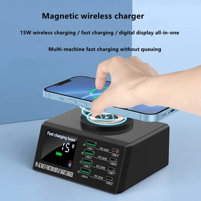 X9M 9-in-1 110W USB+PD Smart Multi-ports QI Magnetic Wireless Charger, Spec: Black EU Plug - Multifunction Charger by buy2fix | Online Shopping UK | buy2fix