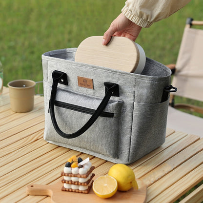 FRISCH Portable Handheld Insulated Lunch Pack Outdoor Picnic Thicked Bento Bag(Navy Blue) - Lunch Bags by FRISCH | Online Shopping UK | buy2fix