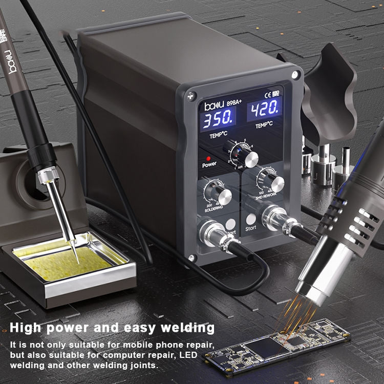 BAKU BA-898A+ 2-In-1 Soldering Station Hot Air Station Adjustable Temperature US Plug 110V - Electric Soldering Iron by BAKU | Online Shopping UK | buy2fix