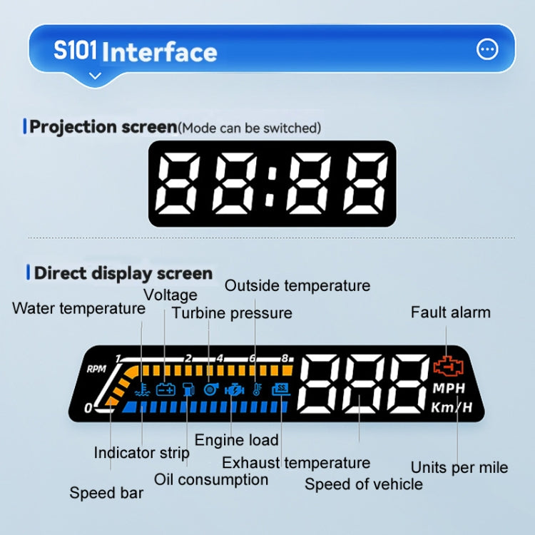 Head-up Display OBD Multi-function Vehicle Instrument Oil Temperature Gearbox Monitoring Screen(S100) - Head Up Display System by buy2fix | Online Shopping UK | buy2fix