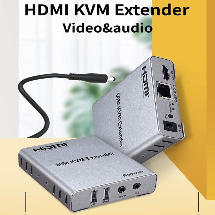 KVM 60m HDMI Network Cable Extender With Audio/Video Transmitter+Receiver, US Plug - Amplifier by buy2fix | Online Shopping UK | buy2fix