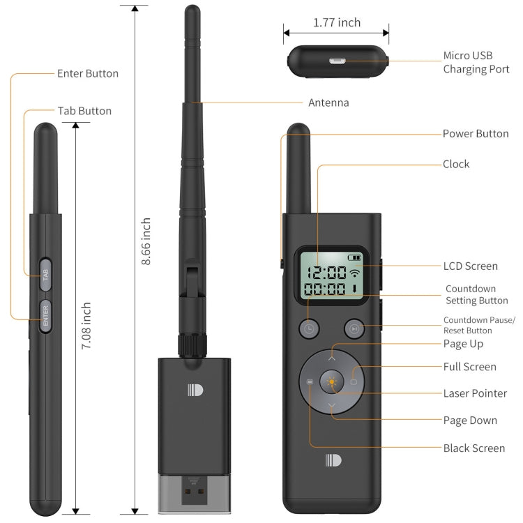 Doosl DSIT037 300m Long Distance Laser Remote Control Green Light Page Turner -  by Doosl | Online Shopping UK | buy2fix