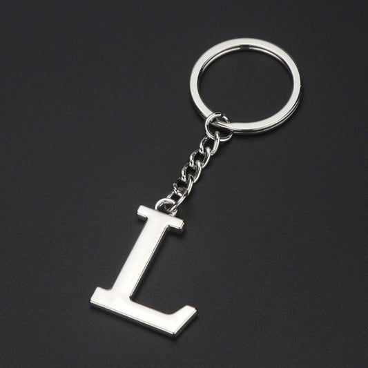 Double-Sided Three-Dimensional Plating Alphabet Keychain, Style: L - Key Rings by buy2fix | Online Shopping UK | buy2fix