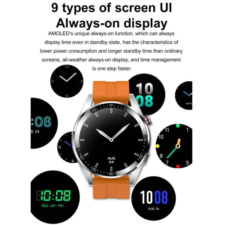 1.43 inch AMOLED Screen Smartwatch Heart Rate Blood Pressure Monitoring Bluetooth Talking Sports Watch, Color: Silver Leather Strap - Smart Watches by buy2fix | Online Shopping UK | buy2fix