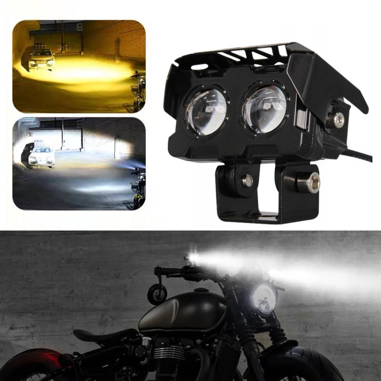 20W Motorcycle Spotlight High Bright Two Color Modified External Waterproof LED Lens Headlight(Flashing - 2 Wire) - Headlights by buy2fix | Online Shopping UK | buy2fix