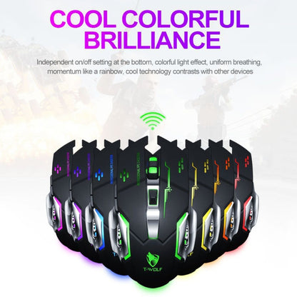 T-WOLF Q13 2.4GHz 6-keys RGB Colorful Light Gaming Wireless Mouse, Color: Single Mode Black - Wireless Mice by T-WOLF | Online Shopping UK | buy2fix