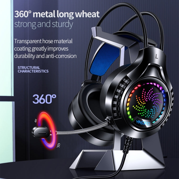 YINDIAO Q7 Colorful Light Computer Wired Headset USB Gaming Headset Dual 3.5mm + USB Black - Multimedia Headset by YINDIAO | Online Shopping UK | buy2fix