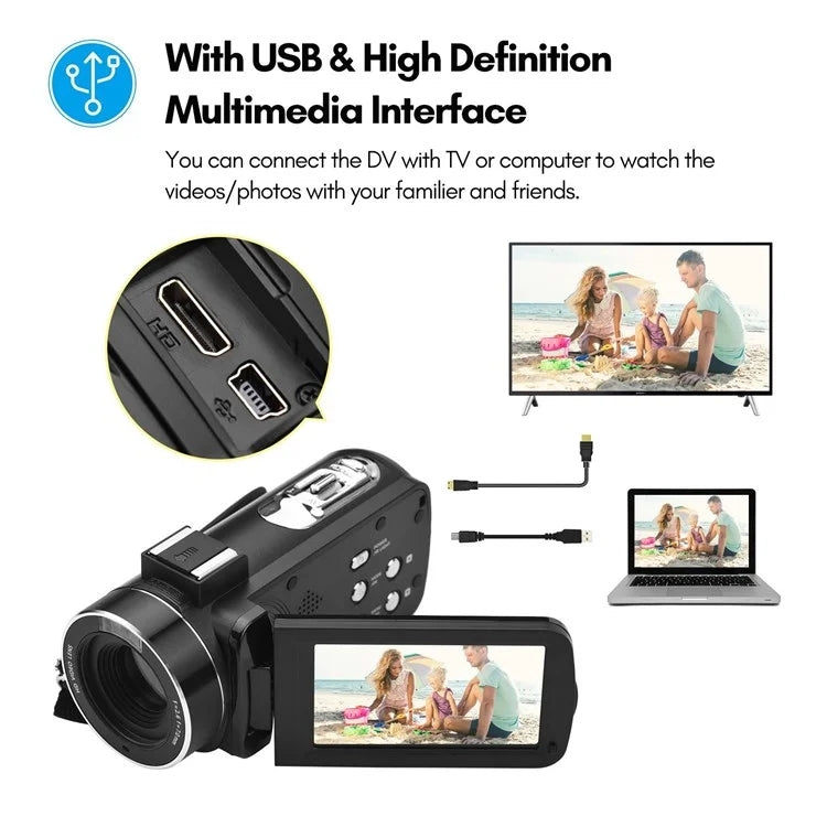 4K  Digital Video Camera 3 Inch IPS Touch Screen 56MP 18X Digital Zoom WiFi Camcorder, Spec: Set 2 - Video Cameras by buy2fix | Online Shopping UK | buy2fix