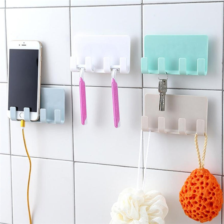 Practical Wall Sticking Phone Charging Holder Socket Strong Sticky Adhesive Sopport Rack Shelf With Hooks(Green) - Shelf & Hooks by buy2fix | Online Shopping UK | buy2fix