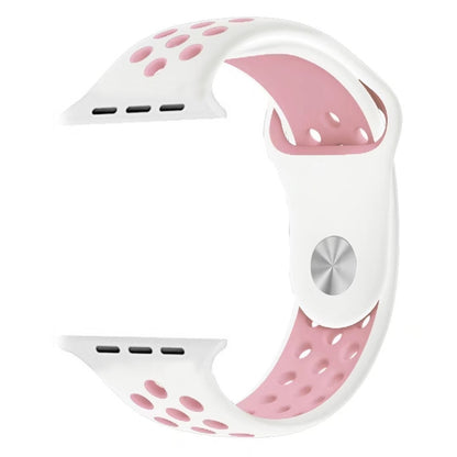 For Apple Watch Series 7 41mm / 6 & SE & 5 & 4 40mm / 3 & 2 & 1 38mm Fashionable Classical Silicone Sport Watch Band (White Pink) - Watch Bands by buy2fix | Online Shopping UK | buy2fix