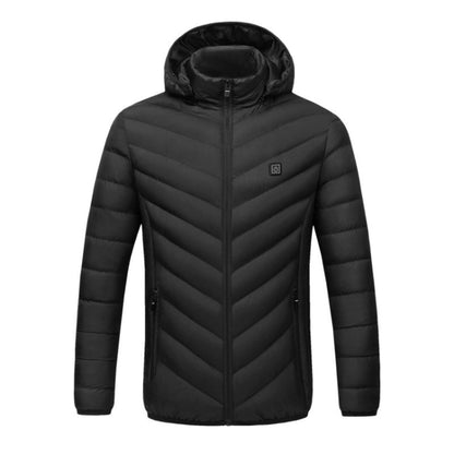 USB Heated Smart Constant Temperature Hooded Warm Coat for Men and Women (Color:Black Size:XXXL) - Down Jackets by buy2fix | Online Shopping UK | buy2fix