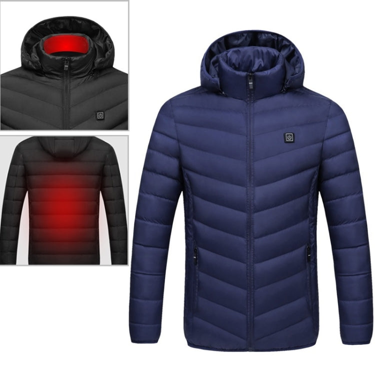 USB Heated Smart Constant Temperature Hooded Warm Coat for Men and Women (Color:Dark Blue Size:XXXXL) - Down Jackets by buy2fix | Online Shopping UK | buy2fix