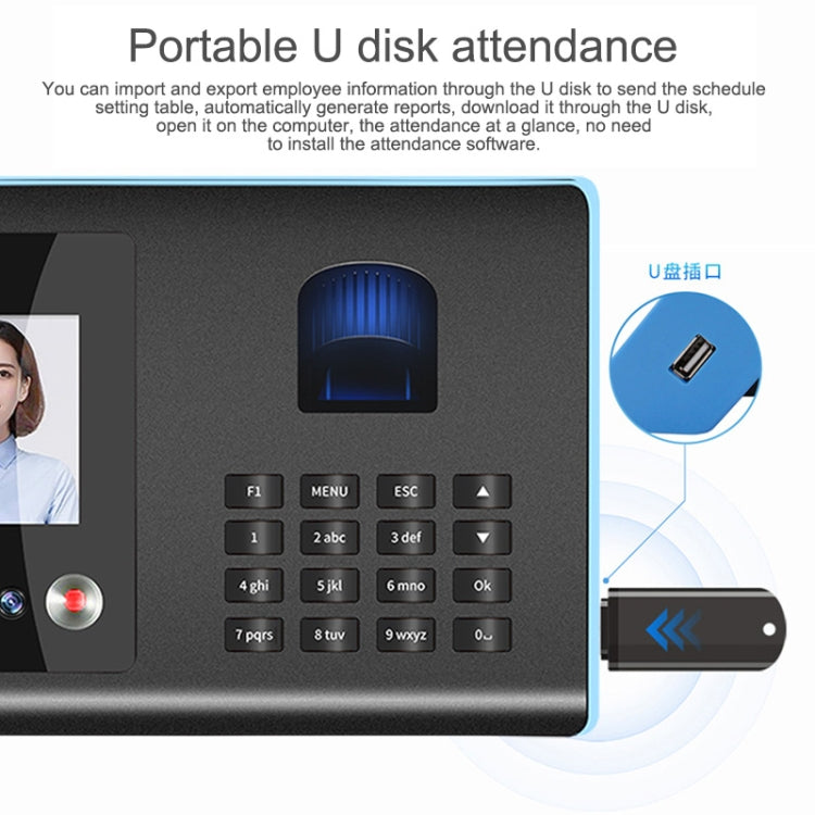 FA01 Face Recognition Fingerprint Time Attendance Machine - Security by buy2fix | Online Shopping UK | buy2fix