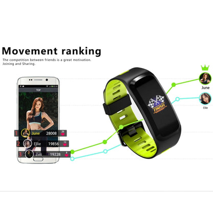 DTNO.1 F4 0.95 inches IPS Color Screen Smart Bracelet IP68 Waterproof, Support Call Reminder /Heart Rate Monitoring /Blood Pressure Monitoring /Sleep Monitoring / Blood Oxygen Monitoring (Green) - Smart Wear by DTNO.1 | Online Shopping UK | buy2fix