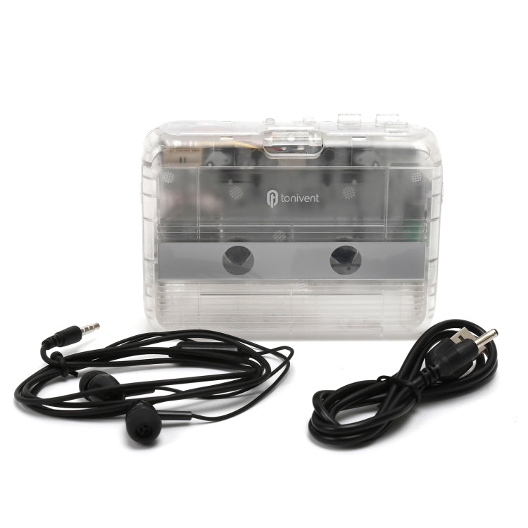 Tonivent TON007T Portable Bluetooth Tape Cassette Player, Support FM / Bluetooth Input and Output(Transparent) - Tape Converter by buy2fix | Online Shopping UK | buy2fix