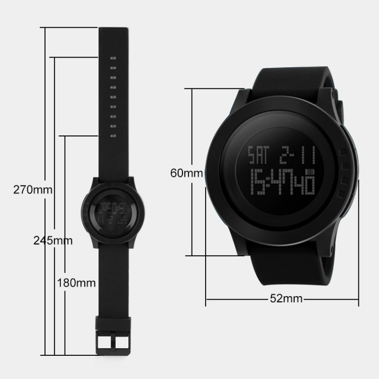 SKMEI 1142 Multifunctional Men Outdoor Sports Noctilucent Waterproof Silica Gel Digital Watch (Black) - Silicone Strap Watches by SKMEI | Online Shopping UK | buy2fix