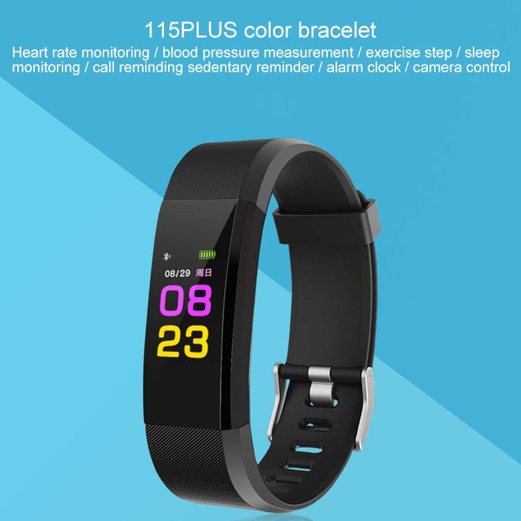 115Plus 0.96 inches OLED Color Screen Smart Bracelet,Support Call Reminder /Heart Rate Monitoring /Blood Pressure Monitoring /Sleep Monitoring /Sedentary Remind(Black) - Smart Wear by buy2fix | Online Shopping UK | buy2fix