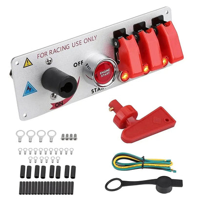 12V Racing Car LED Ignition Switch One Key Start Combination Panel - In Car by buy2fix | Online Shopping UK | buy2fix