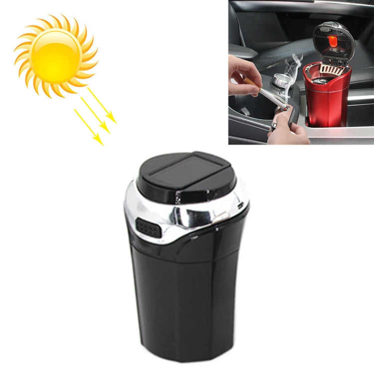 N12E Car Creative Ashtray Solar Power With Light And Cover With Cigarette Liighter (Black) - In Car by buy2fix | Online Shopping UK | buy2fix