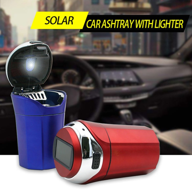 N12E Car Creative Ashtray Solar Power With Light And Cover With Cigarette Liighter (Black) - In Car by buy2fix | Online Shopping UK | buy2fix