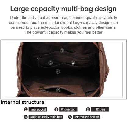 AUGUR 1039 Large Student Retro Canvas Backpack Shoulders Laptop Bag(Coffee) - Backpacks by AUGUR | Online Shopping UK | buy2fix