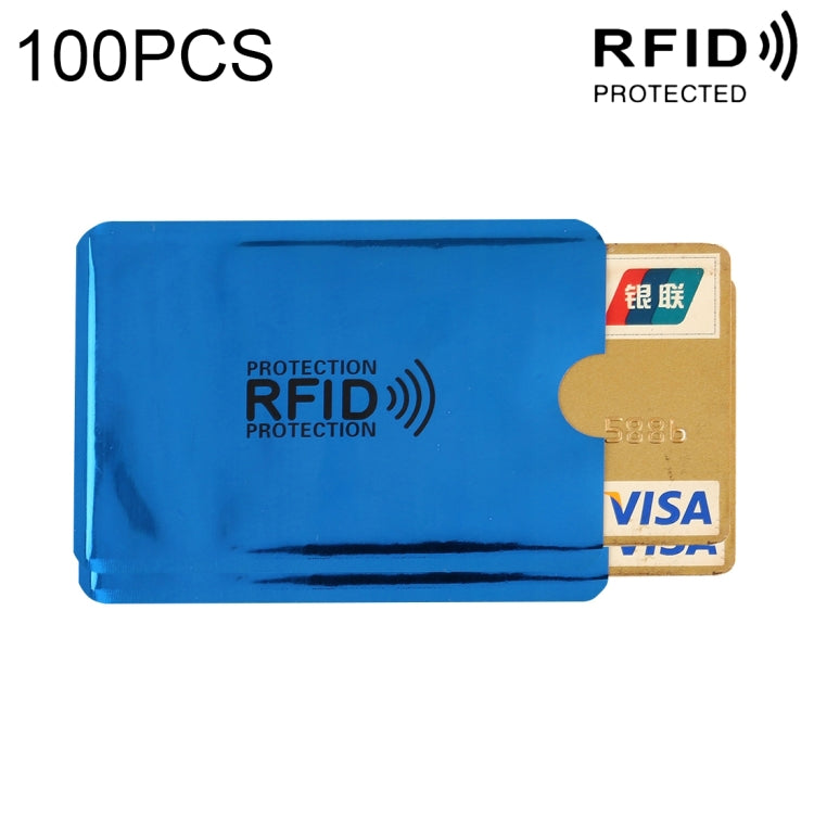 100pcs Aluminum Foil RFID Blocking Credit Card ID Bank Card Case Card Holder Cover, Size: 9 x 6.3cm (Blue) - Antimagnetic RFID Package by buy2fix | Online Shopping UK | buy2fix