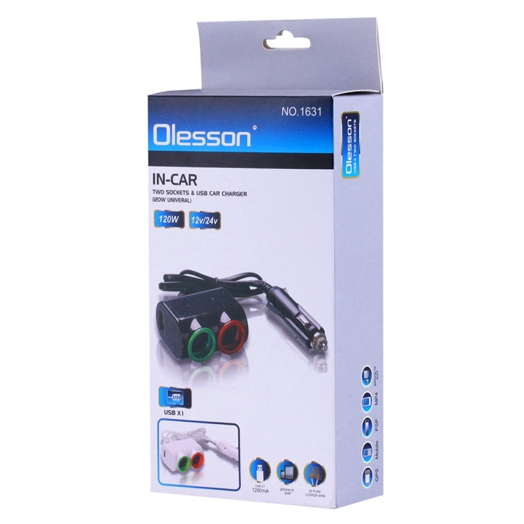 Olesson Streamlined Design 1.2A USB Car Cigarette Lighter Socket Car Charger with Color LED Light - Cigar Socket by buy2fix | Online Shopping UK | buy2fix