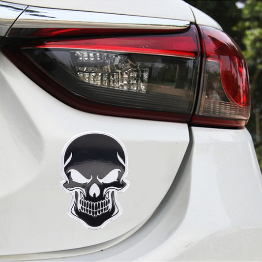 Universal Car Skull Shape Metal Decorative Sticker (Black Silver) - 3D Metal Sticker by buy2fix | Online Shopping UK | buy2fix