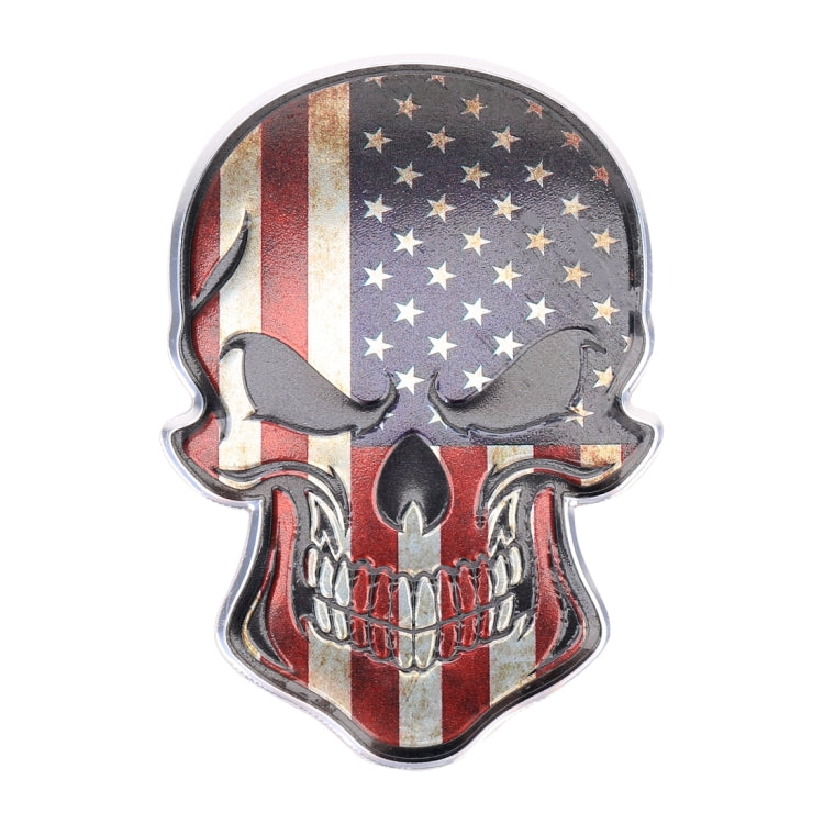 Universal Car USA Flag Skull Shape Metal Decorative Sticker - 3D Metal Sticker by buy2fix | Online Shopping UK | buy2fix