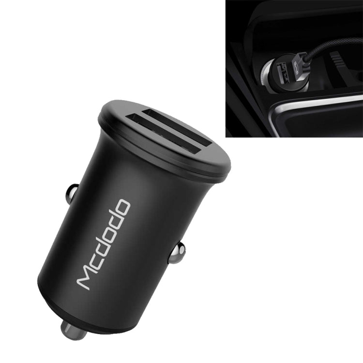 Mcdodo CC-3851 Dual USB Ports Smart Car Charger, For iPhone, iPad, Samsung, HTC, Sony, LG, Huawei, Lenovo, and other Smartphones or Tablet(Black) - Car Charger by Mcdodo | Online Shopping UK | buy2fix